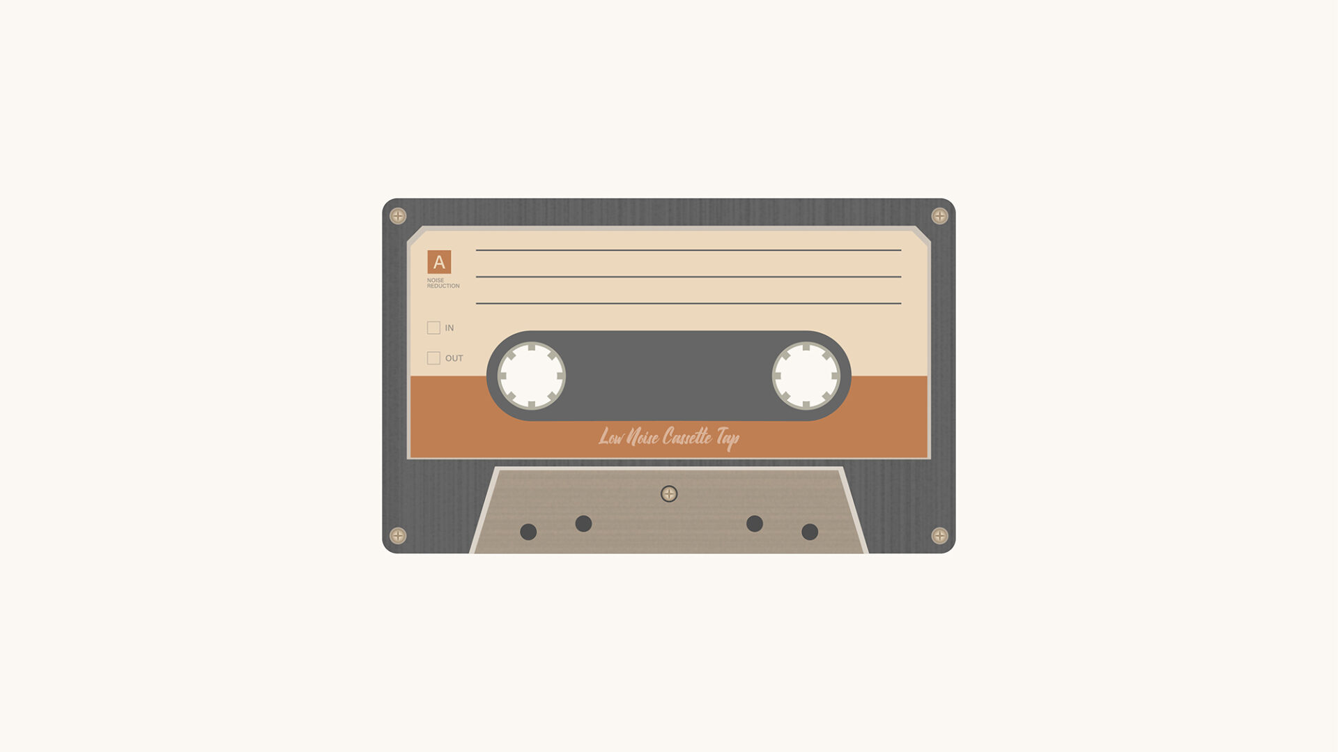 Illustration of a vintage audio cassette tape, representing the nostalgia of analog music and the charm of retro audio technology.