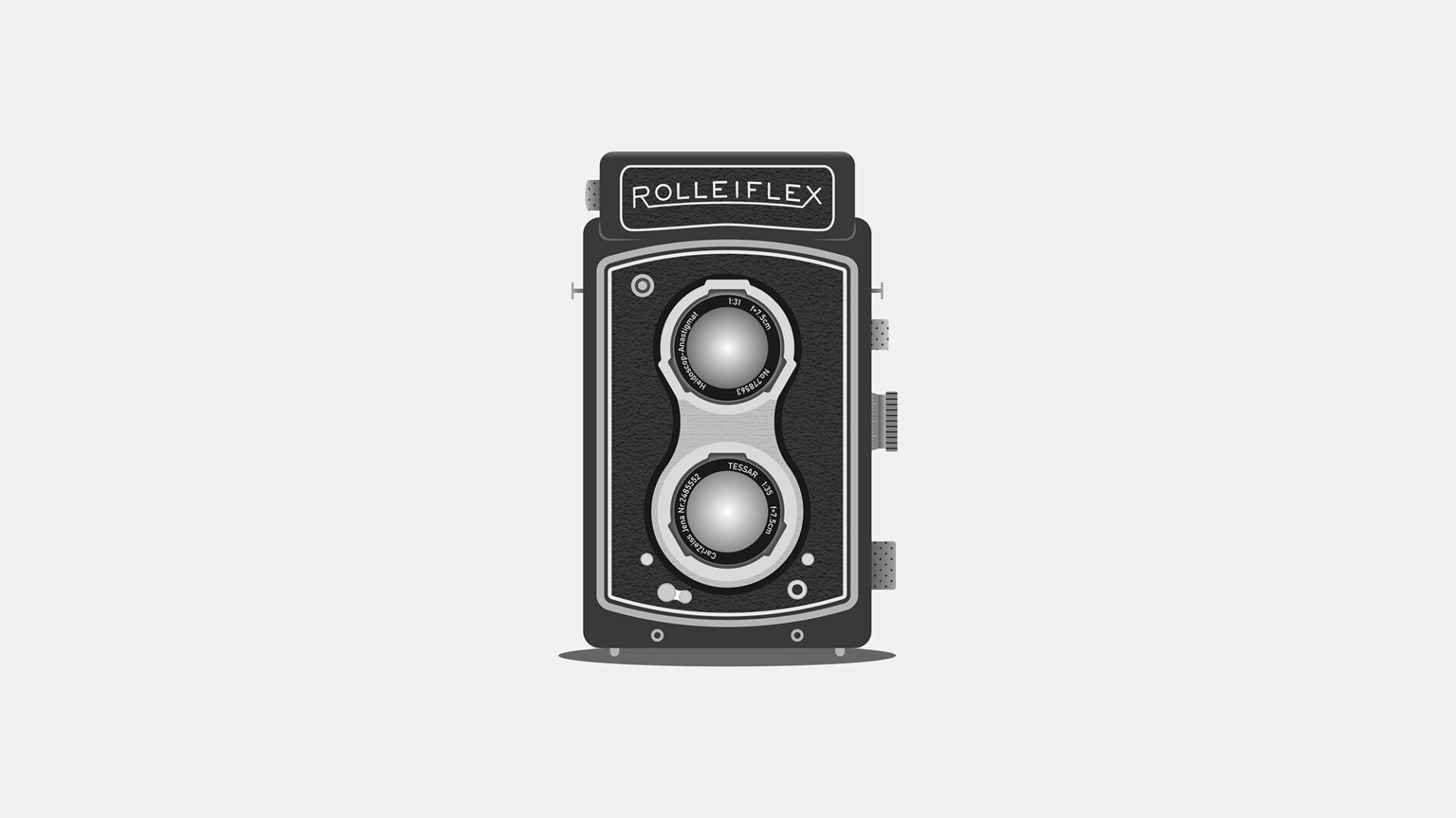 Illustration of a classic vintage Rolleiflex camera, symbolizing the art of timeless photography and retro craftsmanship.