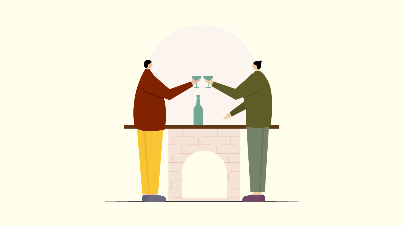 A festive flat illustration featuring a character surrounded by Christmas gifts, planning for the joyous season.