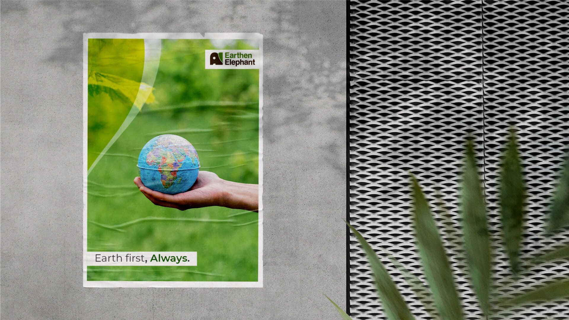 Earthen Elephant Poster Mockup - A visually captivating poster featuring eco-friendly and playful elements, embodying the spirit of Earthen Elephant Toys.