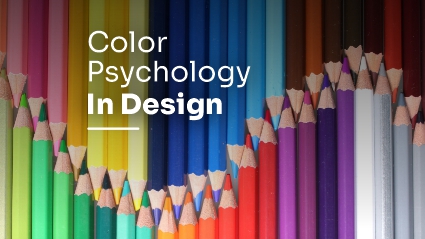 Banner shows the color psychology in design using colorful pencils.